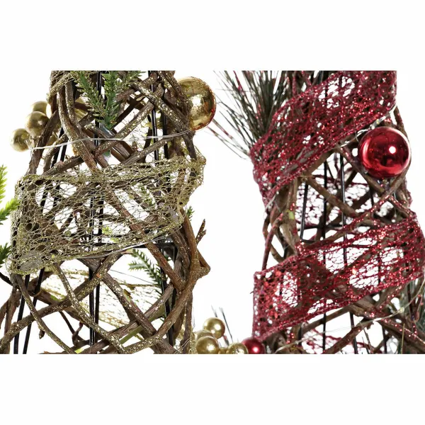 Naujametinė eglutė DKD Home Decor Raudona Žalia Auksinis 16 x 16 x 41 cm Plastmasinis (2 vnt.)