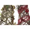 Jaungada eglīte DKD Home Decor Sarkans Zaļš Bronza 16 x 16 x 41 cm Plastmasa (2 gb.)
