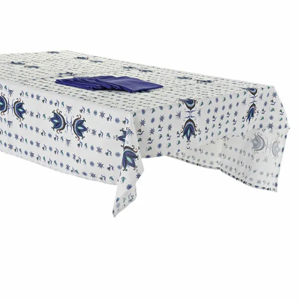 Tablecloth and napkins DKD Home Decor Blue White 150 x 150 x 0,5 cm (2 Units)