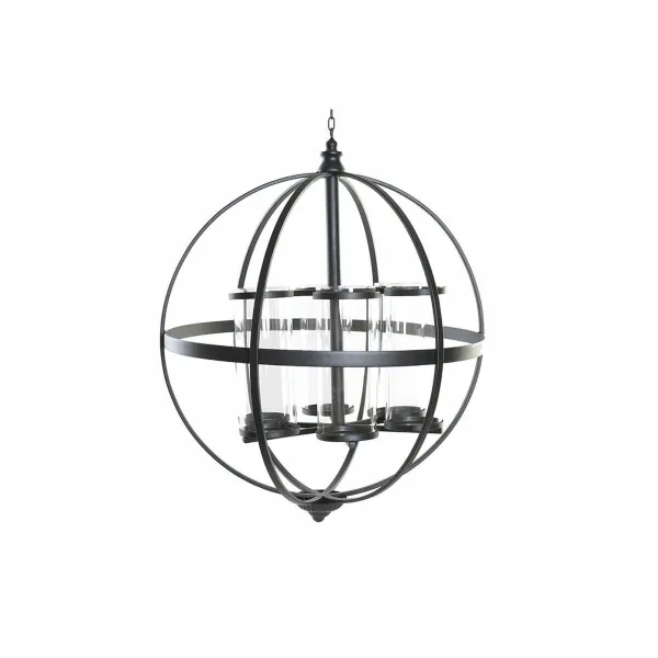 Candleholder DKD Home Decor Black Metal Crystal 60 x 60 x 73 cm