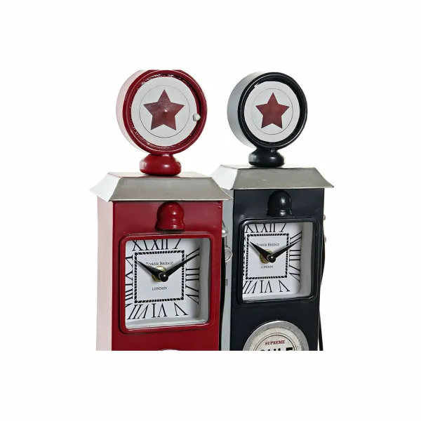 Stalinis laikrodis DKD Home Decor Raudona Tamsiai mėlyna Degalinė Vintage gasolinera (2 vnt.)