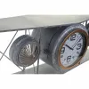 Seinäkello DKD Home Decor Kristalli Rauta Lentokone Puu MDF Tumman harmaa (120 x 21 x 33.5 cm)