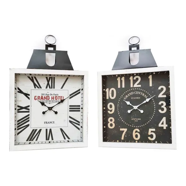 Sienas pulkstenis DKD Home Decor 60 x 6 x 89 cm Stikls Melns Balts Dzelzs Tradicionāls Koks MDF (2 gb.)