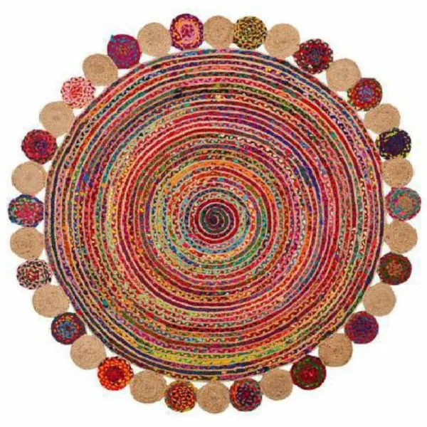 Paklājs DKD Home Decor Kokvilna Daudzkrāsains Džuta (200 x 200 x 1 cm)