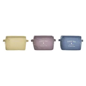Kori DKD Home Decor Keltainen Sininen Punaruskea Kangas Moderni 20 x 16 x 15 cm (3 osaa)