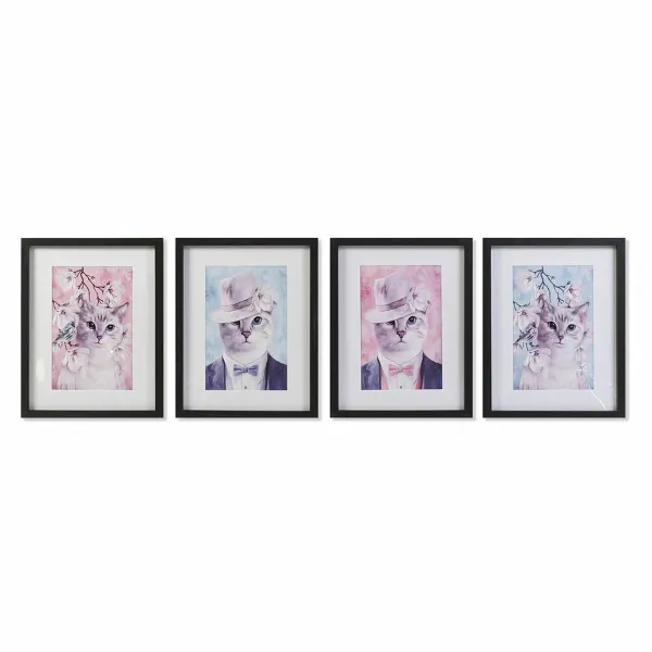 Paveikslas DKD Home Decor Kačių (35 x 2,5 x 45 cm) (35 x 2 x 45 cm) (4 vnt.)