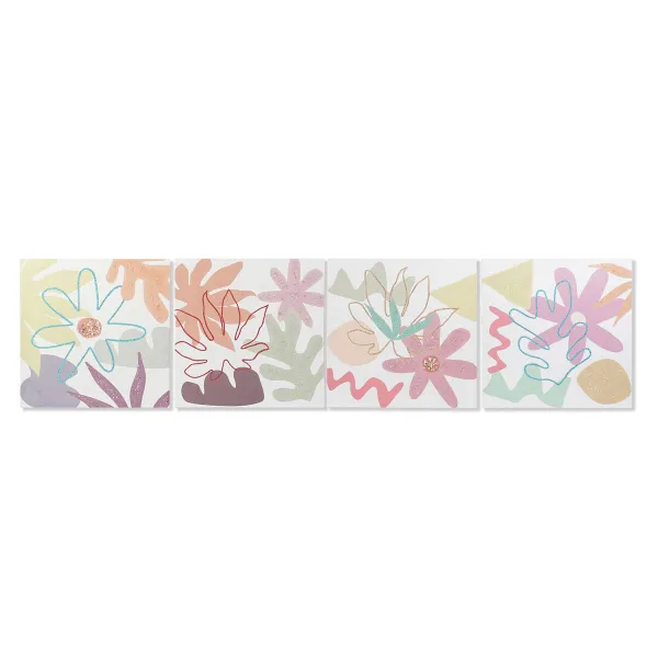 Canvas DKD Home Decor Цветы (60 x 1,8 x 60 cm) (4 gb.)