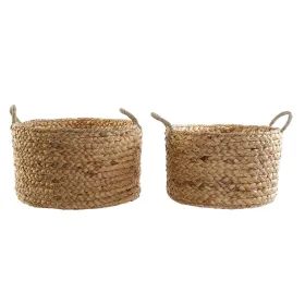 Набор корзин DKD Home Decor Коричневый Натуральный тростник (2 Предметы)