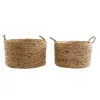 Basket set DKD Home Decor Brown Natural Rushes (2 Pieces)