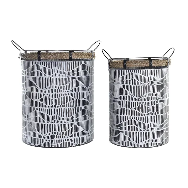 Krepšelio rinkinys DKD Home Decor Balta Ruda Juoda Virvė Geležis 4 Kg (2 Dalys)
