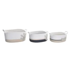 Korisetti DKD Home Decor Valkoinen Harmaa Kerma 60 x 31 x 25 cm 3 Kappaletta