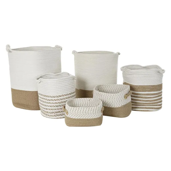 Korisetti DKD Home Decor Valkoinen Ruskea Juutti 45 x 45 x 54 cm