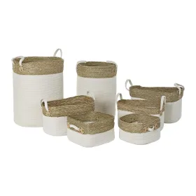 Набор корзин DKD Home Decor Белый Коричневый Натуральное волокно 41 x 41 x 52,5 cm