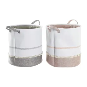 Бельевая корзина DKD Home Decor Серый Розовый полиэстер (39 x 39 x 41 cm) (2 штук)