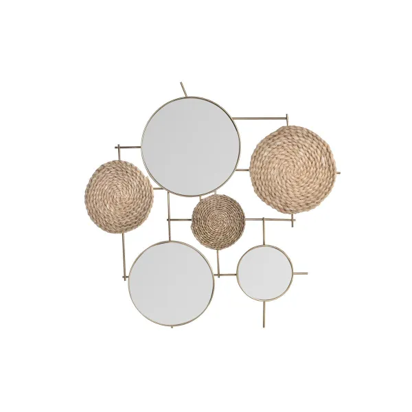 Seinäkoriste DKD Home Decor Peili Luonnollinen Metalli Ruskea Kupari Kuitu (72 x 3,5 x 74 cm)