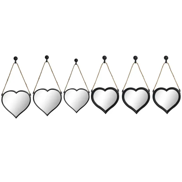 Набор зеркал DKD Home Decor Зеркало Сердце Чёрный PP 2 штук (27 x 3 x 27 cm)