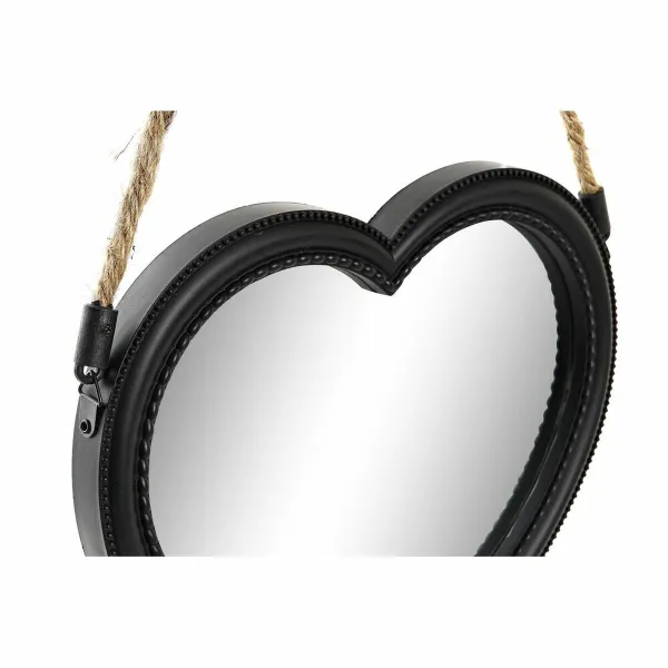 Spoguļu Komplekts DKD Home Decor spogulis Sirds Melns PP 2 gb. (27 x 3 x 27 cm)