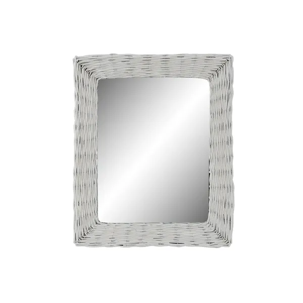 Настенное зеркало DKD Home Decor Белый Cottage плетеный 53,5 x 4 x 62,5 cm