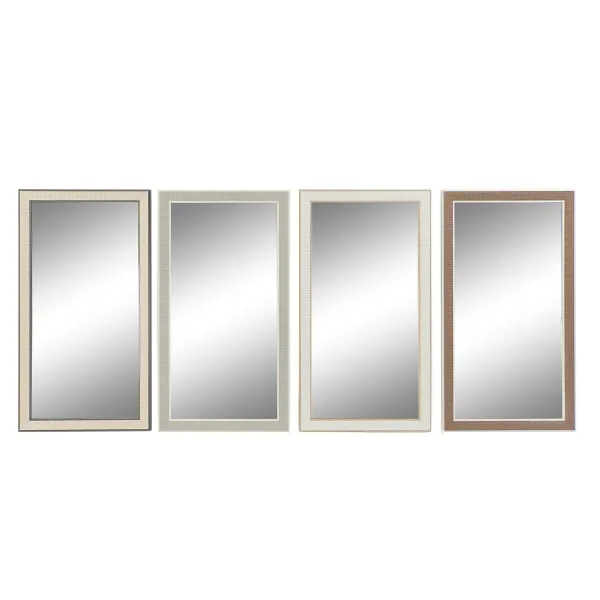 Sienas spogulis DKD Home Decor Stikls Brūns Balts Tumši pelēks PS Tradicionāls 4 gb. (36 x 2 x 66 cm)
