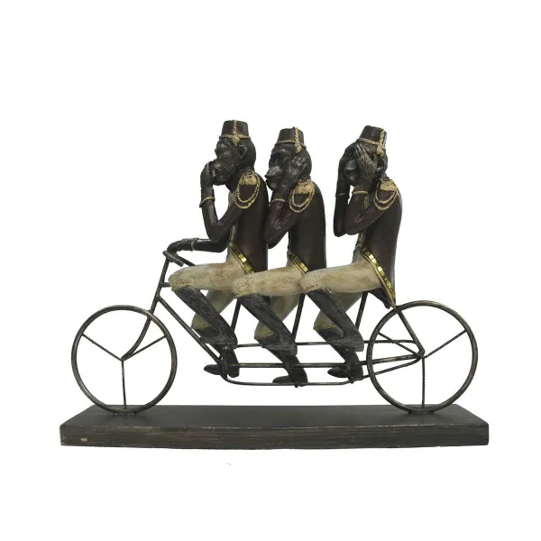 Dekoratīvās figūriņas DKD Home Decor Mērkaķis Trīsritenis Melns Bronza Metāls Sveķi Koloniāls (40 x 9 x 31 cm)