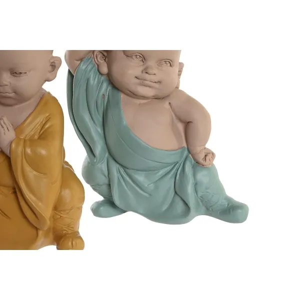 Dekoratyvinė figūrėlė DKD Home Decor Mėlyna Rožinė Geltona Derva Vienuolis (8 x 5,5 x 12,7 cm) (3 vnt.)
