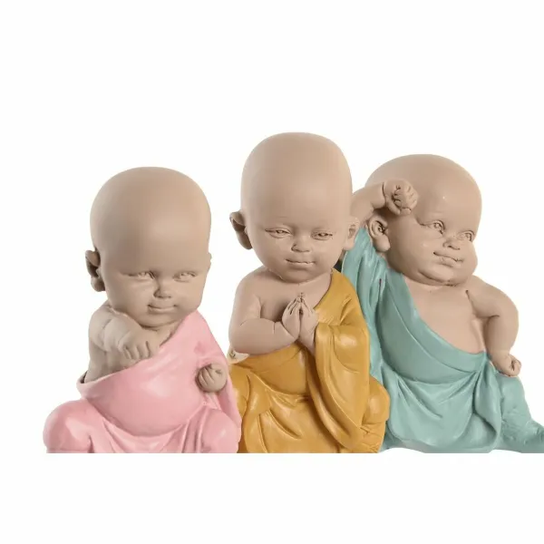 Dekoratyvinė figūrėlė DKD Home Decor Mėlyna Rožinė Geltona Derva Vienuolis (8 x 5,5 x 12,7 cm) (3 vnt.)