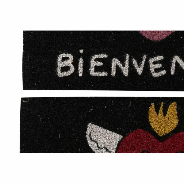 Doormat DKD Home Decor Red Black Pink Rubber White 2 Units Coconut Fibre (60 x 40 x 1,5 cm)