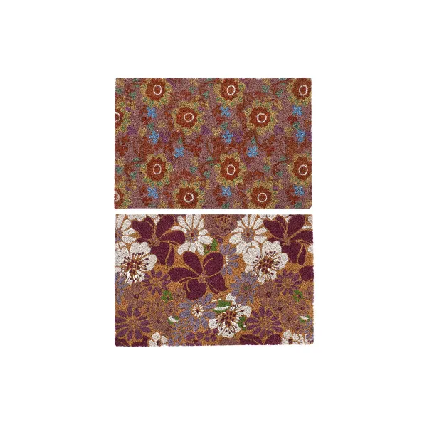 Doormat DKD Home Decor Rubber Multicolour 2 Units Coconut Fibre (60 x 40 x 1,5 cm)