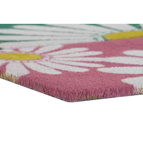 Durų kilimėlis DKD Home Decor Rožinė Guma Mėtos Balta Geltona 2 vnt. Kokoso pluoštas (60 x 40 x 0,5 cm)