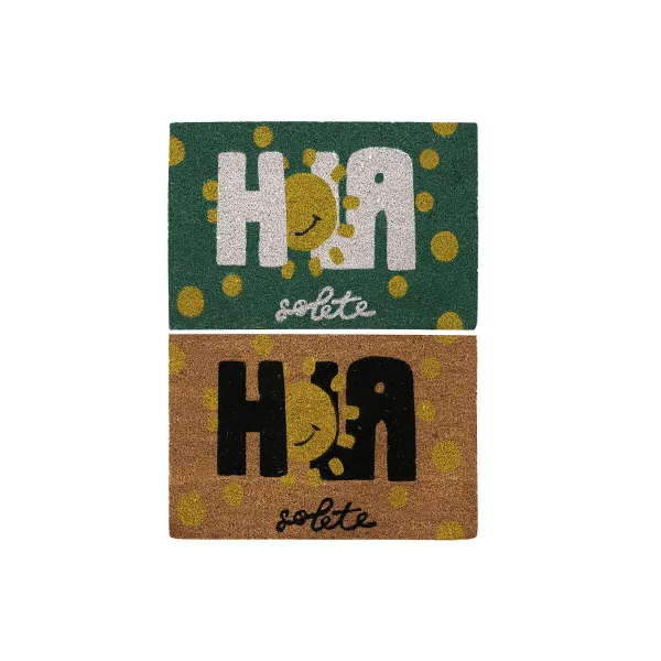 Doormat DKD Home Decor Black Brown Rubber White Green 2 Units Coconut Fibre (60 x 40 x 1,5 cm)
