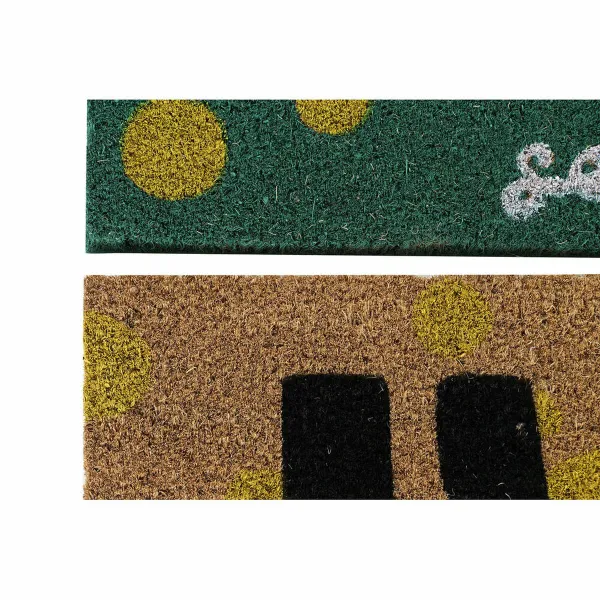 Durų kilimėlis DKD Home Decor Juoda Ruda Guma Balta Žalia 2 vnt. Kokoso pluoštas (60 x 40 x 1,5 cm)