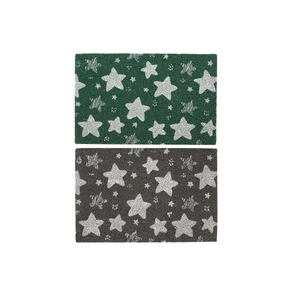 Kynnysmatto DKD Home Decor Harmaa Kumi Tähdet Valkoinen Vihreä 2 osaa Kookoskuitu (60 x 40 x 1,5 cm)
