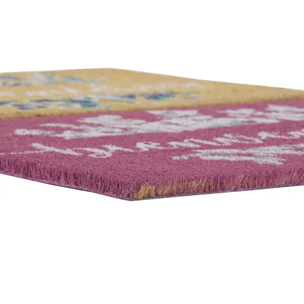 Kynnysmatto DKD Home Decor Harmaa Pinkki Ruskea Kumi Valkoinen 2 osaa Kookoskuitu (60 x 40 x 1,5 cm)