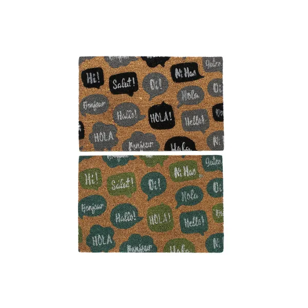 Kynnysmatto DKD Home Decor Musta Harmaa Ruskea Kumi Mintunvihreä 2 osaa Kookoskuitu (60 x 40 x 1,5 cm)