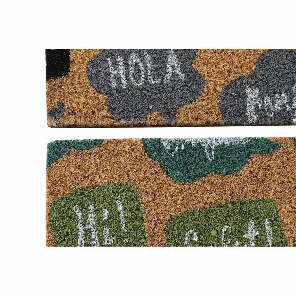 Kynnysmatto DKD Home Decor Musta Harmaa Ruskea Kumi Mintunvihreä 2 osaa Kookoskuitu (60 x 40 x 1,5 cm)