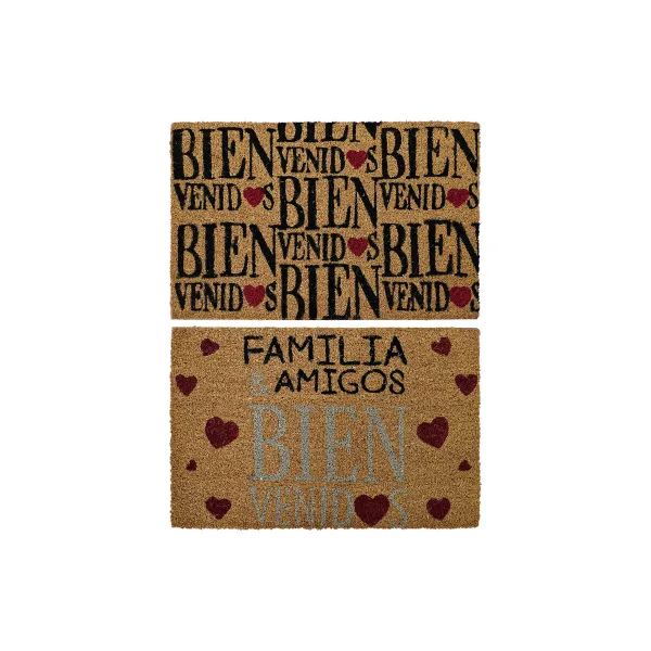 Durų kilimėlis DKD Home Decor Raudona Juoda Ruda Guma 2 vnt. Miesto Kokoso pluoštas (60 x 40 x 1,5 cm)