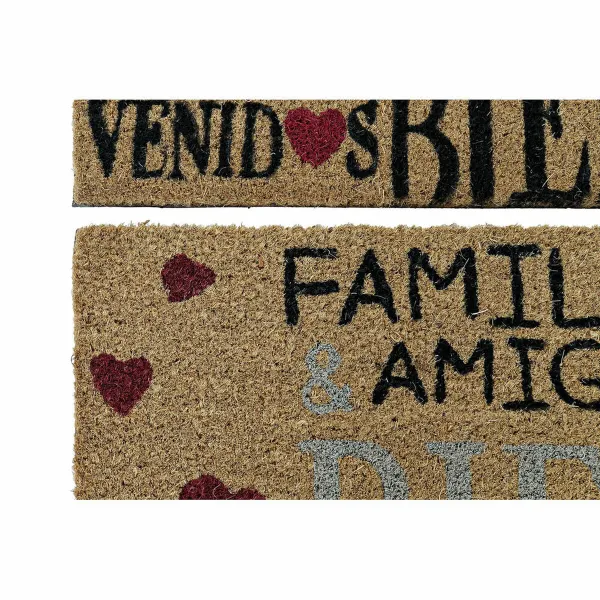 Durų kilimėlis DKD Home Decor Raudona Juoda Ruda Guma 2 vnt. Miesto Kokoso pluoštas (60 x 40 x 1,5 cm)