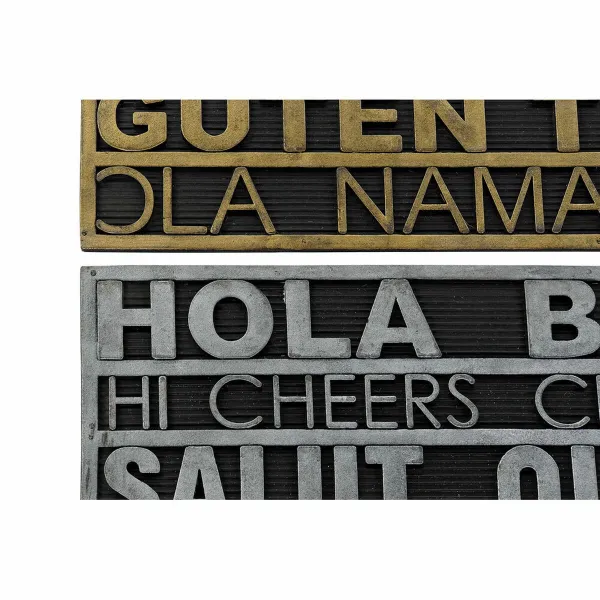 Kynnysmatto DKD Home Decor Hopeinen Kullattu Kumi 2 osaa Kaupunki (75 x 45 x 0,5 cm)
