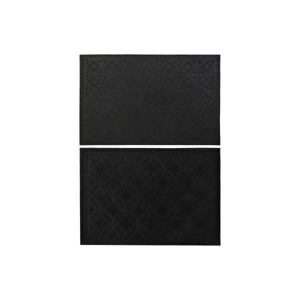 Kynnysmatto DKD Home Decor Musta Kumi 2 osaa (60 x 40 x 0,3 cm)