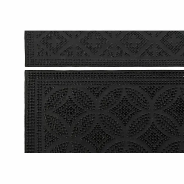 Durų kilimėlis DKD Home Decor Juoda Guma 2 vnt. (60 x 40 x 0,3 cm)