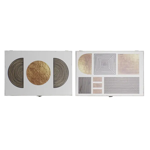 Dekoratīvs skapītis DKD Home Decor Melns Bronza Koks MDF (2 gb.)