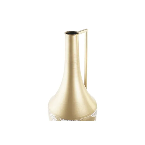 Vāze DKD Home Decor Bronza Metāls Krēmkrāsa Tropiskais Augu lapa (21 x 21 x 81 cm)