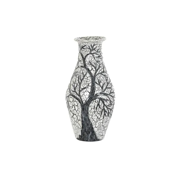 Maljakko DKD Home Decor Puut Valkoinen Musta Valkoinen/Musta Kristalli Terrakotta 29 x 29 x 60 cm