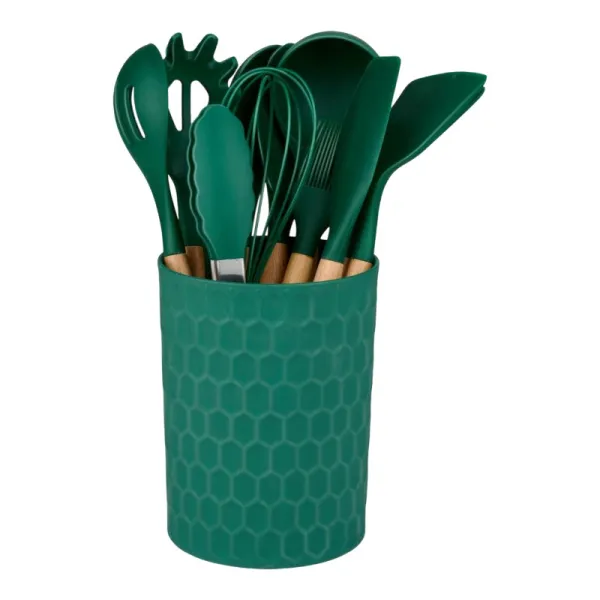 Alpina - Set of silicone kitchen utensils with a stand, 12 pieces