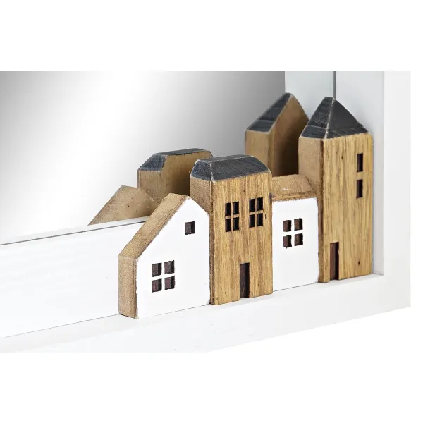 Seinäpeili DKD Home Decor Valkoinen Talot Kaupunki 36 x 4 x 60 cm