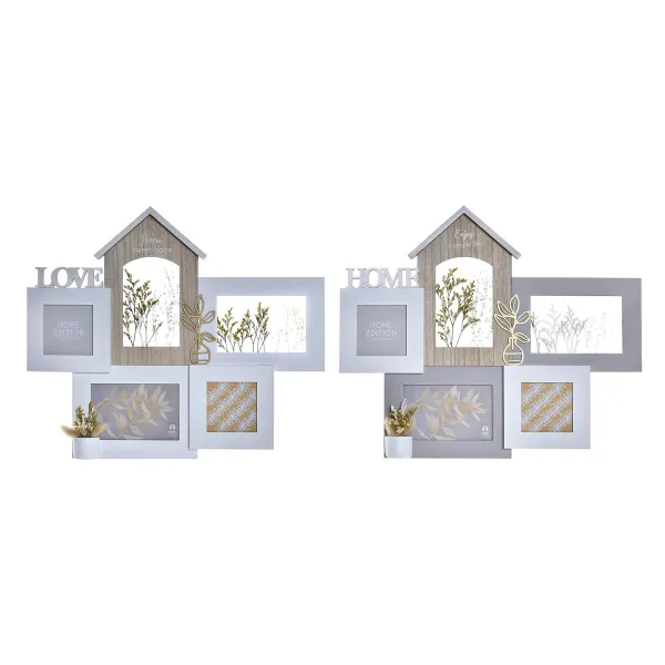 Nuotraukų rėmelis DKD Home Decor Love Home Medžio Gėlė Natūralus (46 x 3 x 39 cm) (2 vnt.)
