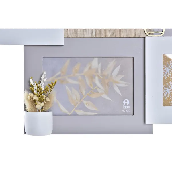 Photo frame DKD Home Decor Love Home Wood Flower Natural (46 x 3 x 39 cm) (2 Units)