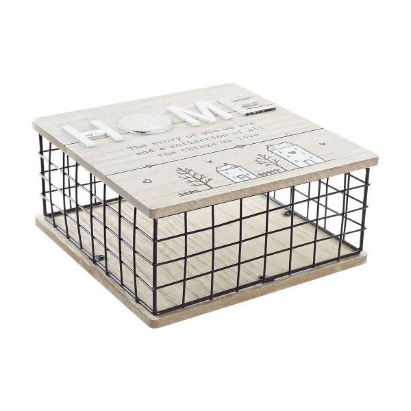Декоративный шкафчик DKD Home Decor Чёрный Натуральный Металл Деревянный MDF