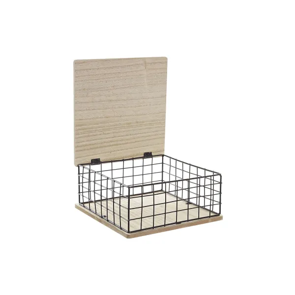 Декоративный шкафчик DKD Home Decor Чёрный Натуральный Металл Деревянный MDF