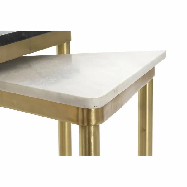 Komplekts ar 3 galdiņiem DKD Home Decor Balts Melns Zaļš Bronza 68 x 46,5 x 53 cm